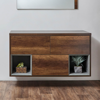 Mobile Bagno Sospeso Rovere Scuro Con Ripiano Aperto 1200mm