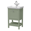 Mobile Bagno Tradizionale da 530mm con Lavabo (1 Foro per la Rubinetteria) - Verde Tenue - con Maniglia Nera – Tudor