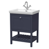 Mobile Bagno Tradizionale da 630mm con Lavabo (1 Foro per la Rubinetteria) - Blu Indaco - con Maniglia in Oro Satinato – Tudor