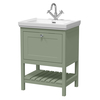 Mobile Bagno Tradizionale da 630mm con Lavabo (1 Foro per la Rubinetteria) - Verde Tenue - con Maniglia Nera – Tudor