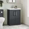Mobile da Bagno Scanalato a Terra con Lavabo 500mm - Verde Satinato