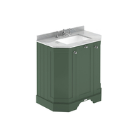 Mobile da Bagno Tradizionale Angolare con Piano in Marmo - 770mm - Grigio Chiaro - 3 Fori per Rubinetti