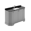 Mobile da Bagno Tradizionale Angolare con Piano in Marmo Nero 1220mm - Lavabo Grigio Chiaro - 3 Fori per Rubinetto