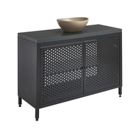 Mobile da Lavabo per Bagno in Metallo Nero da 1200mm con Ripiano di Colore Nero Grigio e Lavabo Elements Ovale Colore Beige (Sand) - Beswick