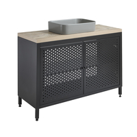 Mobile da Lavabo per Bagno in Metallo Nero da 1200mm con Ripiano di Colore Rovere Chiaro con Lavabo - Beswick