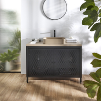 Mobile da Lavabo per Bagno in Metallo Nero da 1200mm con Ripiano di Colore Rovere Chiaro con Lavabo - Beswick