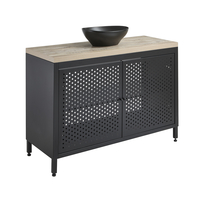 Mobile da Lavabo per Bagno in Metallo Nero da 1200mm con Ripiano di Colore Rovere Chiaro con Lavabo Elements Ovale Colore Grafito - Beswick