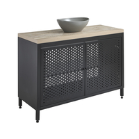 Mobile da Lavabo per Bagno in Metallo Nero da 1200mm con Ripiano di Colore Rovere Chiaro con Lavabo Elements Ovale Colore Grigio (Pebble) - Beswick