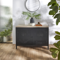 Mobile da Lavabo per Bagno in Metallo Nero da 1200mm con Ripiano di Colore Rovere Chiaro sin Lavabo - Beswick