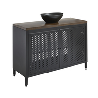 Mobile da Lavabo per Bagno in Metallo Nero da 1200mm con Ripiano di Colore Rovere Scuro e Lavabo Elements Ovale Colore Grafito - Beswick