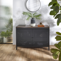 Mobile da Lavabo per Bagno in Metallo Nero da 1200mm con Ripiano di Colore Rovere Scuro sin Lavabo - Beswick