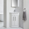 Mobile Lavabo Angolare e Lavabo Autoportante Bianco da 555 mm - Personalizza con la Tua Scelta di Maniglie