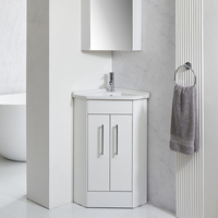 Mobile Lavabo Angolare e Lavabo Autoportante Bianco da 555 mm - Personalizza con la Tua Scelta di Maniglie
