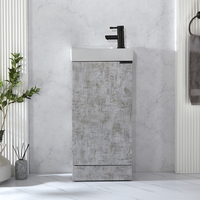 Mobile Lavabo Autoportante Compatto Grigio Cemento da 400 mm - Personalizza con la Tua Scelta di Maniglie