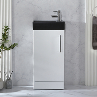 Mobile Lavabo Indipendente Compatto Bianco da 400 mm e Lavabo Nero - Personalizza con la Tua Scelta di Maniglie