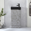 Mobile Lavabo Indipendente Compatto da 400 mm Grigio Cemento e Lavabo Nero - Selezione di Maniglie