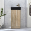 Mobile Lavabo Indipendente Compatto in Rovere da 400 mm e Lavabo Nero - Scelta di Maniglie Personalizzata