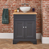 Mobile Tradizionale con Lavabo - 645 mm - Nero e Grigio - Scelta di Colori per le Maniglie