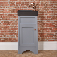 Mobile Tradizionale Grigio Chiaro 400mm con Lavabo Nero - Scelta di Maniglie e Finiture - Thornton