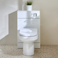 Mobile WC da 500 con Sanitario Covelly - Bianco - Pulsante di Scarico Cromato - Cluo