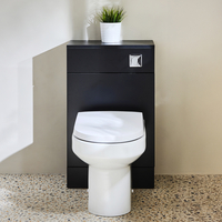 Mobile WC da 500 con Sanitario Covelly - Grigio Nero - Pulsante di Scarico Cromato - Cluo