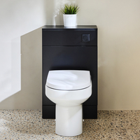Mobile WC da 500 con Sanitario Covelly - Grigio Nero - Pulsante di Scarico Nero - Cluo