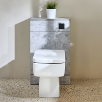 Mobile WC da 500 con Sanitario Exton - Grigio Cemento - Pulsante di Scarico Nero - Cluo