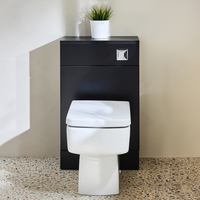 Mobile WC da 500 con Sanitario Exton - Grigio Nero - Pulsante di Scarico Cromato - Cluo