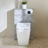 Mobile WC da 500 con Sanitario Sandford - Grigio Cemento - Pulsante di Scarico Nero - Cluo
