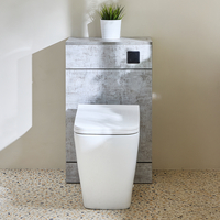 Mobile WC da 500 con Sanitario Sandford - Grigio Cemento - Pulsante di Scarico Nero - Cluo