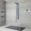 Pannello Doccia Manuale Antracite a 3 Vie in ABS con Soffione Doccia 4 Idrogetti e Doccetta con Flessibile 1400x207x450mm - Alston