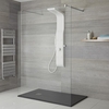 Pannello Doccia Manuale Bianco a 3 Vie in ABS con Soffione Doccia 4 Idrogetti e Doccetta con Flessibile 1400x207x450mm - Alston