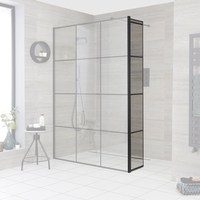 Parete Doccia Paraspruzzi da 300mm con Stampato Nero per Box Doccia Walk-In - Barq