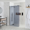 Parete Doccia Walk-In a Nicchia con Vetro Fumè,  Anta Paraspruzzi e Canaletta (Opzionale) - Nox-Luna