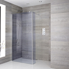 Parete Doccia Walk-In a Nicchia con Vetro Fumè,  Anta Paraspruzzi e Canaletta (Opzionale) - Varie Misure - Portland-Luna