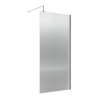 Parete Doccia Walk-in Vetro Scanalato - 1850mm - Cromato - Senza Anta Paraspruzzi - Pannello di Vetro 800mm