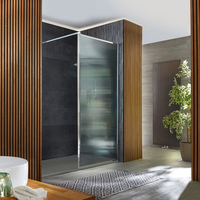 Parete Doccia Walk-in Vetro Scanalato - Cromata - 1950mm x 700mm - Senza Telaio