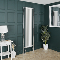 Radiatore a Colonna Verticale Doppio Tradizionale Bianco con Tubi di Estensione Cromati - 2030mm x 635mm