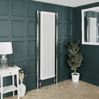 Radiatore a Colonna Verticale Tradizionale Bianco con Tubi di Estensione in Cromo - 2030mm x 635mm - Regent
