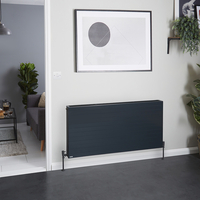 Radiatore Convettore Orizzontale a Pannello Doppio - Antracite - 600 x 1200mm - Stelrad Vita Deco di Hudson Reed