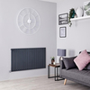 Radiatore di Design Antracite Orizzontale - 635mm x 1180mm (Pannello Singolo) - con Elemento Termostatico Bluetooth