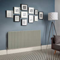 Radiatore di Design Orizzontale Doppio - Verde Salvia - 635mm x 1416mm - 2236 Watt