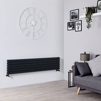 Radiatore di Design Orizzontale Nero - 354 x 1600mm - 1308W - Sloane