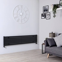 Radiatore di Design Orizzontale Nero - 354 x 1600mm - 773W - Sloane