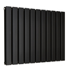 Radiatore di Design Orizzontale Piatto - 595mm x 770mm - Doppio Pannello - Nero Opaco
