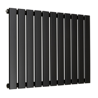 Radiatore di Design Orizzontale Piatto - 595mm x 770mm - Pannello Singolo - Nero Opaco