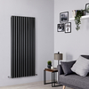 Radiatore di Design Verticale Doppio - Nero - Colonne Ovali -1600mm x 708mm - 2457 Watt
