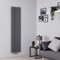 Radiatore di Design Verticale in Alluminio Grigio Chiaro - 1600 x 370mm - 966W - Aloa
