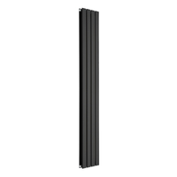 Radiatore di Design Verticale Piatto - 1750mm x 280mm - Doppio Pannello - Nero Opaco
