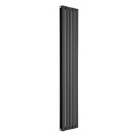 Radiatore di Design Verticale Piatto - 1750mm x 350mm - Doppio Pannello - Nero Opaco